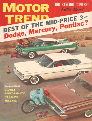MOTOR TREND 1959 MAR - XK-150S, ABARTH 750 ZAGATO, FLAMINIA, 300-E, GURNEY